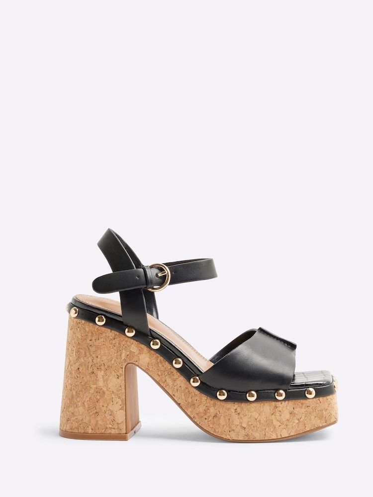River Island Black Cork Platform Sandals - Image 2 of 6