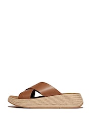 FitFlop Brown F-Mode Cross Slide Sandals - Image 1 of 3