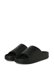 JACK & JONES Black Ripple Moulded Sandals - Image 1 of 5