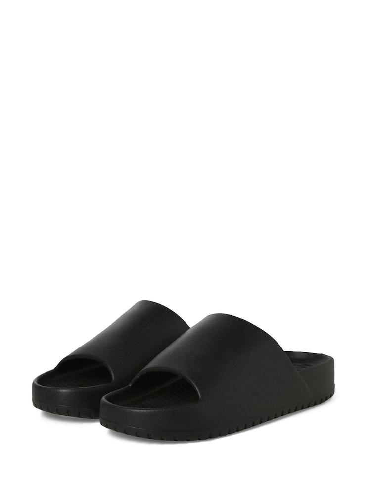 JACK & JONES Black Ripple Moulded Sandals - Image 1 of 5