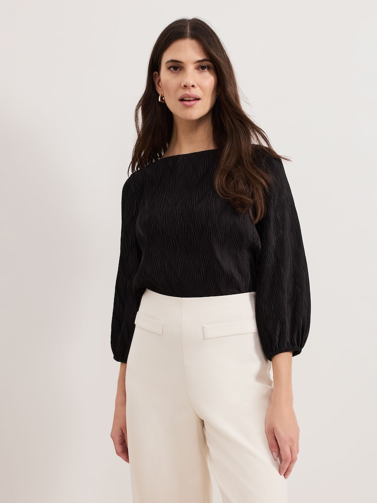 Phase Eight Black Sally Textured Top - Image 1 of 7