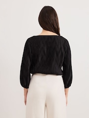 Phase Eight Black Sally Textured Top - Image 2 of 7