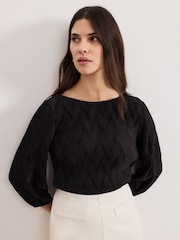 Phase Eight Black Sally Textured Top - Image 4 of 7