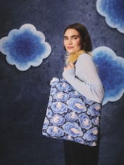 Cath Kidston Blue Clouds Moomins Foldaway Shopper Bag - Image 4 of 8
