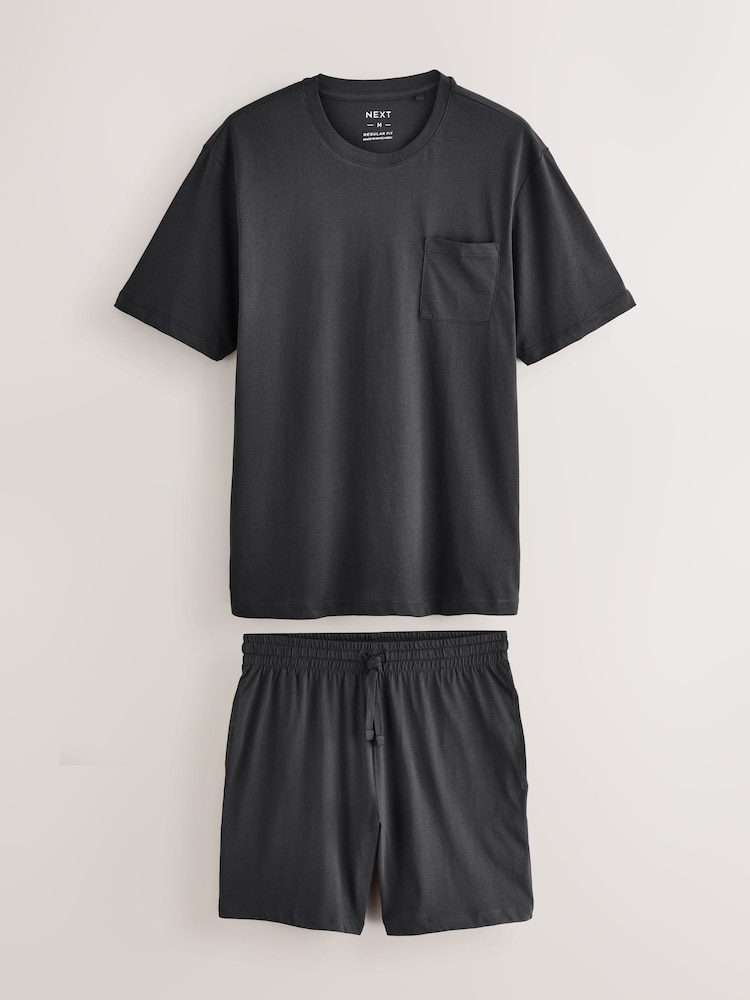 Slate Grey Jersey Pyjamas Shorts Set - Image 1 of 7