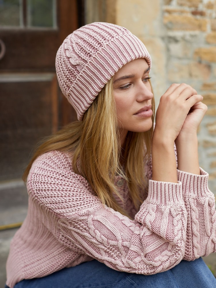 Shabby Chic by Rachel Ashwell® Pink Knitted Cable Beanie - Image 1 of 4