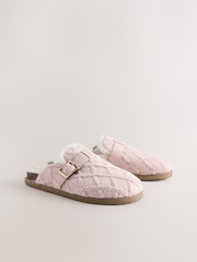 Pink Faux Fur Footbed Buckle Slippers - Image 3 of 5