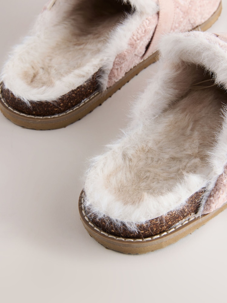 Pink Faux Fur Footbed Buckle Slippers - Image 5 of 5