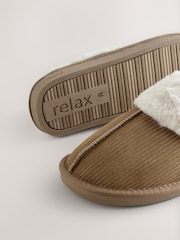 Mocha Brown - Suede Mule Faux Fur Slippers - Imagem 4 de 5