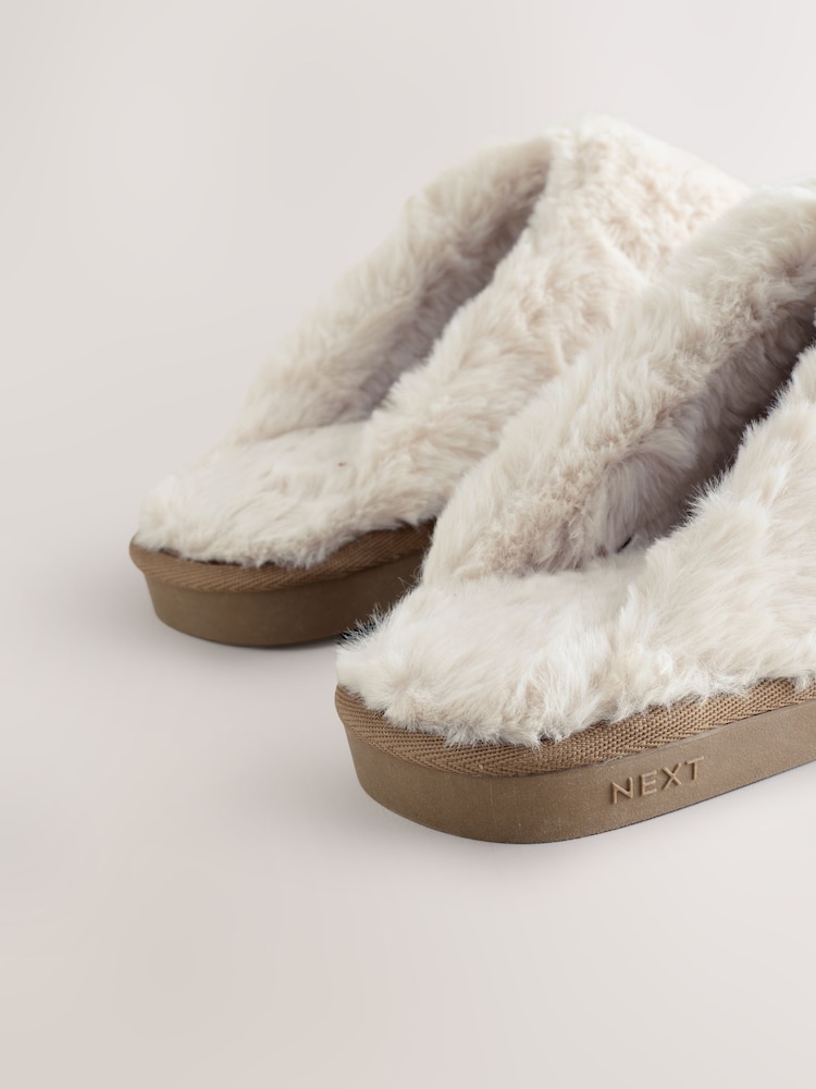 Mocha Brown - Suede Mule Faux Fur Slippers - Imagem 5 de 5