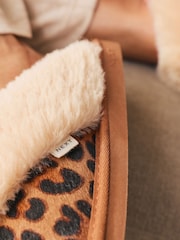 Animal Faux Fur Leopard Mule Slippers - Image 4 of 9