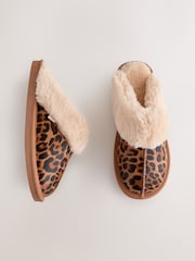 Animal Faux Fur Leopard Mule Slippers - Image 5 of 9