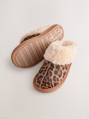 Animal Faux Fur Leopard Mule Slippers - Image 7 of 9