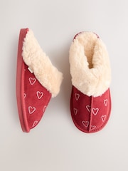 Red Candy Cane Faux Fur Suede Mule Slippers - Image 3 of 9