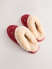 Red Candy Cane Faux Fur Suede Mule Slippers - Image 4 of 9