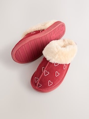 Red Candy Cane Faux Fur Suede Mule Slippers - Image 5 of 9
