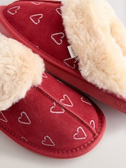 Red Candy Cane Faux Fur Suede Mule Slippers - Image 6 of 9