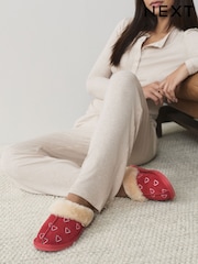 Red Candy Cane Faux Fur Suede Mule Slippers - Image 7 of 9