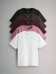 The Set Black/Chocolate Brown/Berry/Mid Pink/Cream 5 Pack Relaxed T-Shirts - Image 1 of 8