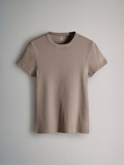 The Set Taupe/Pink/White 3 Pack Ribbed Short Sleeve T-Shirts - Image 3 of 6