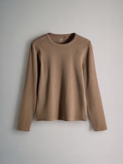 The Set Navy/Cream/Brown 3 Pack Long Sleeve Ribbed T-Shirts - Image 2 of 6