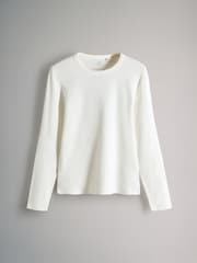 The Set Navy/Cream/Brown 3 Pack Long Sleeve Ribbed T-Shirts - Image 4 of 6