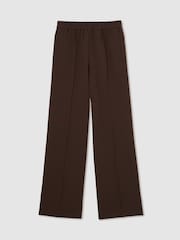 Reiss Chocolate Brown Robyn Side-Stripe Wide-Leg Trousers - Image 2 of 5