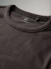 The Set Black/Chocolate/Cream 3 Pack Long Sleeve Ribbed T-Shirts - Image 5 of 6