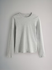 The Set Black/Charcoal Grey/Light Grey Marl/White 4 Pack Long Sleeve Ribbed T-Shirts - Image 3 of 7