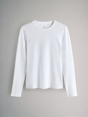 The Set Black/Charcoal Grey/Light Grey Marl/White 4 Pack Long Sleeve Ribbed T-Shirts - Image 4 of 7