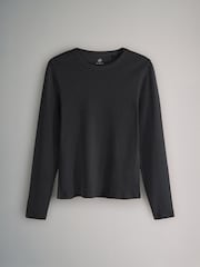The Set Black/Charcoal Grey/Light Grey Marl/White 4 Pack Long Sleeve Ribbed T-Shirts - Image 5 of 7