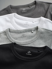 The Set Black/Charcoal Grey/Light Grey Marl/White 4 Pack Long Sleeve Ribbed T-Shirts - Image 6 of 7
