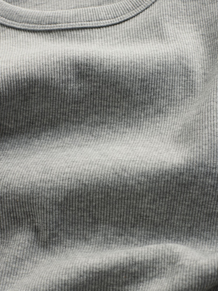 The Set Black/Charcoal Grey/Light Grey Marl/White 4 Pack Long Sleeve Ribbed T-Shirts - Image 7 of 7