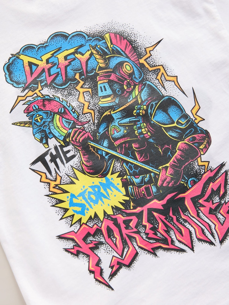 White Fortnite Short Sleeved T-Shirt (4-16yrs) - Image 4 of 4