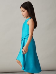 Azul - Vestido a media pierna drapeado de satén Micah de Reiss - Imagen 3 de 4