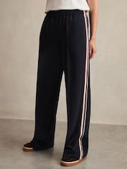 Reiss Navy Robyn Petite Side-Stripe Wide-Leg Trousers - Image 3 of 7