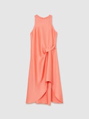 Reiss Coral Micah 13-14 yrs Satin Drape Tuck Midi Dress - Image 1 of 4