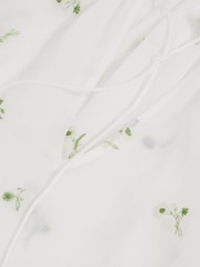 Reiss Maya Floral-Embroidered Tie-Neck Blouse Ramie-Lyocell - Bild 6 von 6