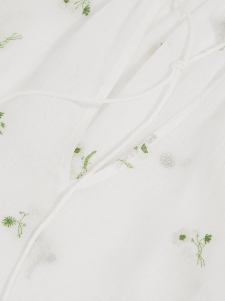Reiss Maya Floral-Embroidered Tie-Neck Blouse Ramie-Lyocell - Bild 6 von 6