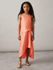 Coral - Vestido a media pierna drapeado de satén Micah de Reiss - Imagen 3 de 4