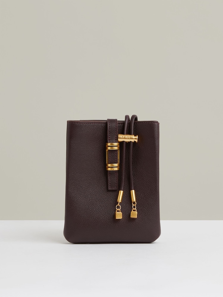 Reiss Oxblood Vienna Leather Phone Holder - Image 1 of 4