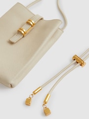 Reiss Off White Vienna Leather Phone Holder - Image 5 of 5