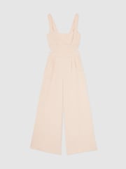 Reiss Pale Pink Dion Wide-Leg Cut-Out Jumpsuit - Image 2 of 6