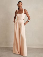 Reiss Pale Pink Dion Wide-Leg Cut-Out Jumpsuit - Image 3 of 6