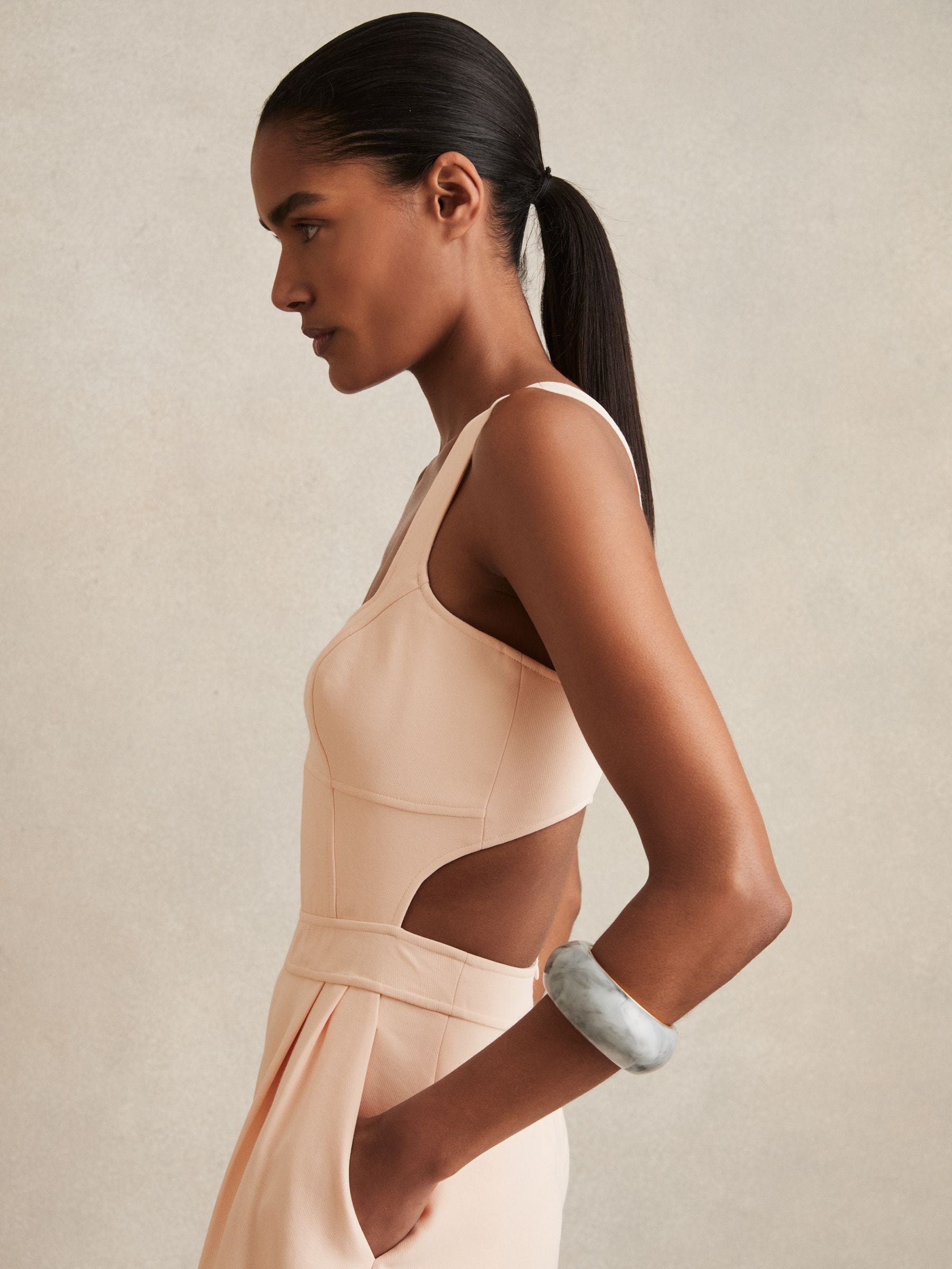 Buy Reiss Pale Pink Dion Wide-Leg Cut-Out Jumpsuit from Next