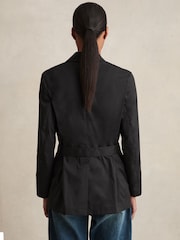 Reiss Black Osbourne Cotton Blend Double Breasted Belted Jacket - Image 5 of 7