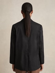Reiss Black Osbourne Cotton Blend Double Breasted Belted Jacket - Image 6 of 7