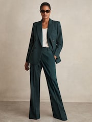 Reiss Green Jade Wool-Blend Wide-Leg Suit Trousers - Image 5 of 7