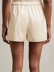 Reiss White Winnie Laser Cut Drawstring Shorts - Image 4 of 5