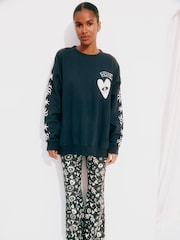 Never Fully Dressed Charcoal Grey Embroidered Sweatshirt - Image 6 of 8